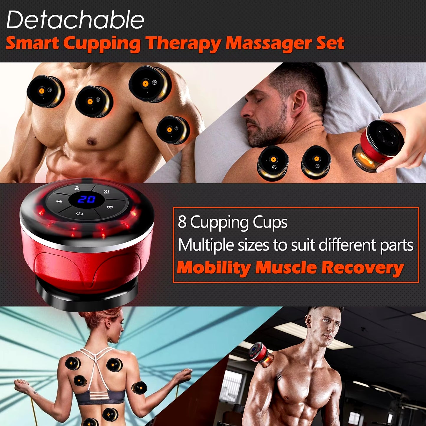 Vacuum Suction Cupping Massager – 8 Cups with EMS & Magnetic Therapy
