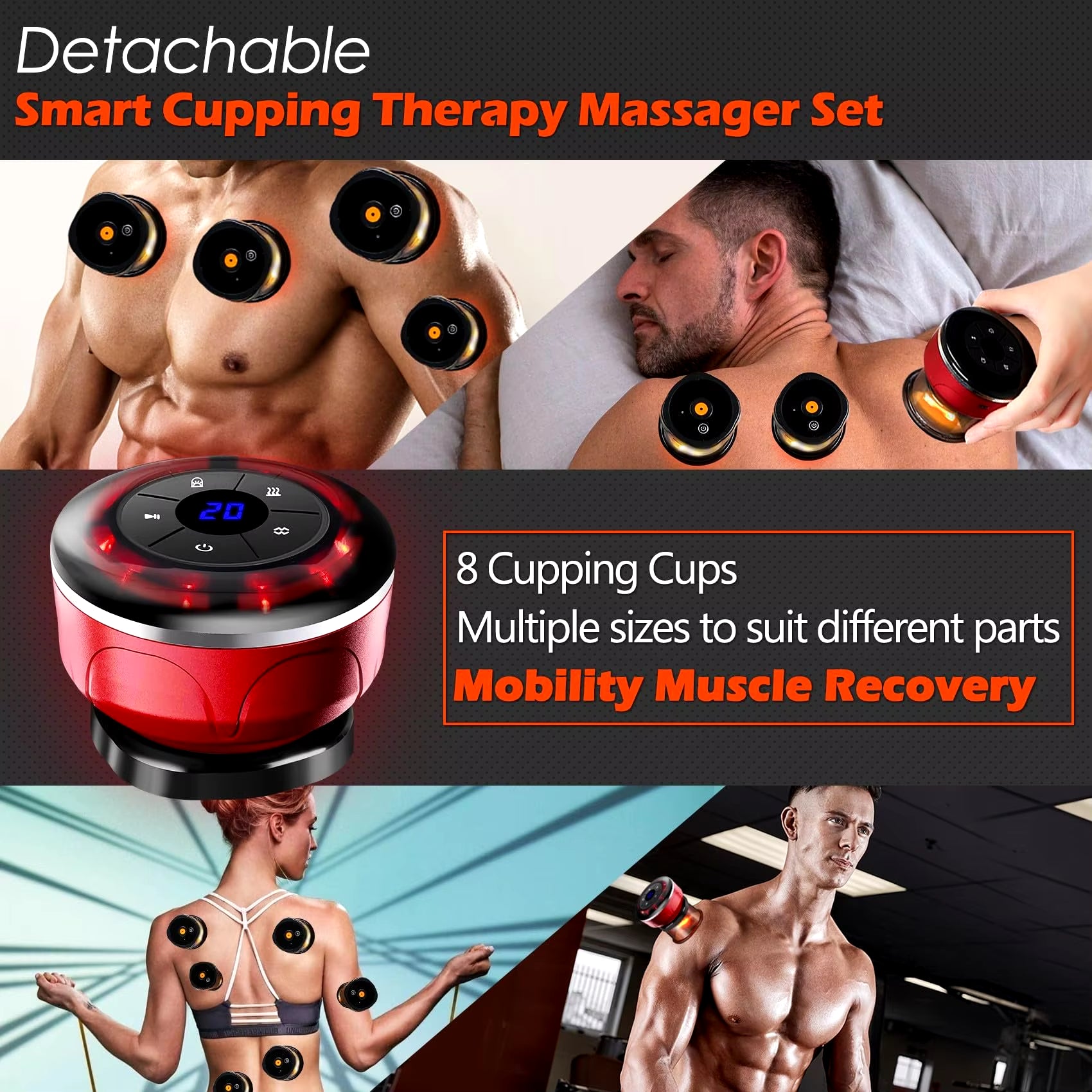 Vacuum Suction Cupping Massager – 8 Cups with EMS & Magnetic Therapy