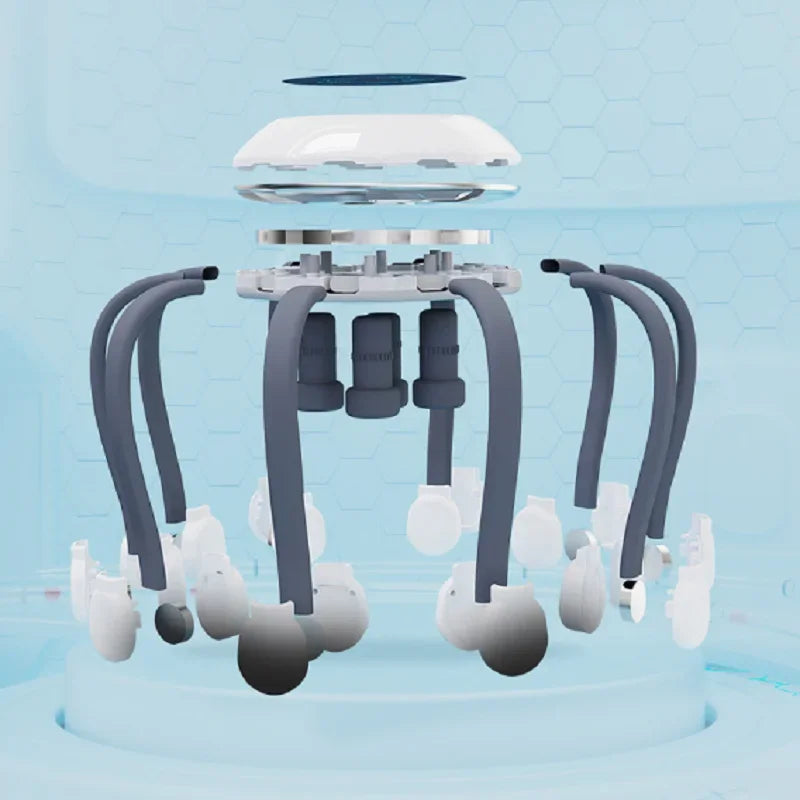Electric Scalp Massager Head Massager Red Light Vibrator Octopus Head Scratcher for Relaxation Stress Migraine Recharge