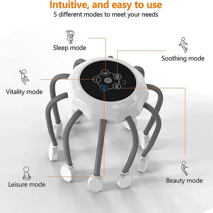 Electric Scalp Massager Head Massager Red Light Vibrator Octopus Head Scratcher for Relaxation Stress Migraine Recharge
