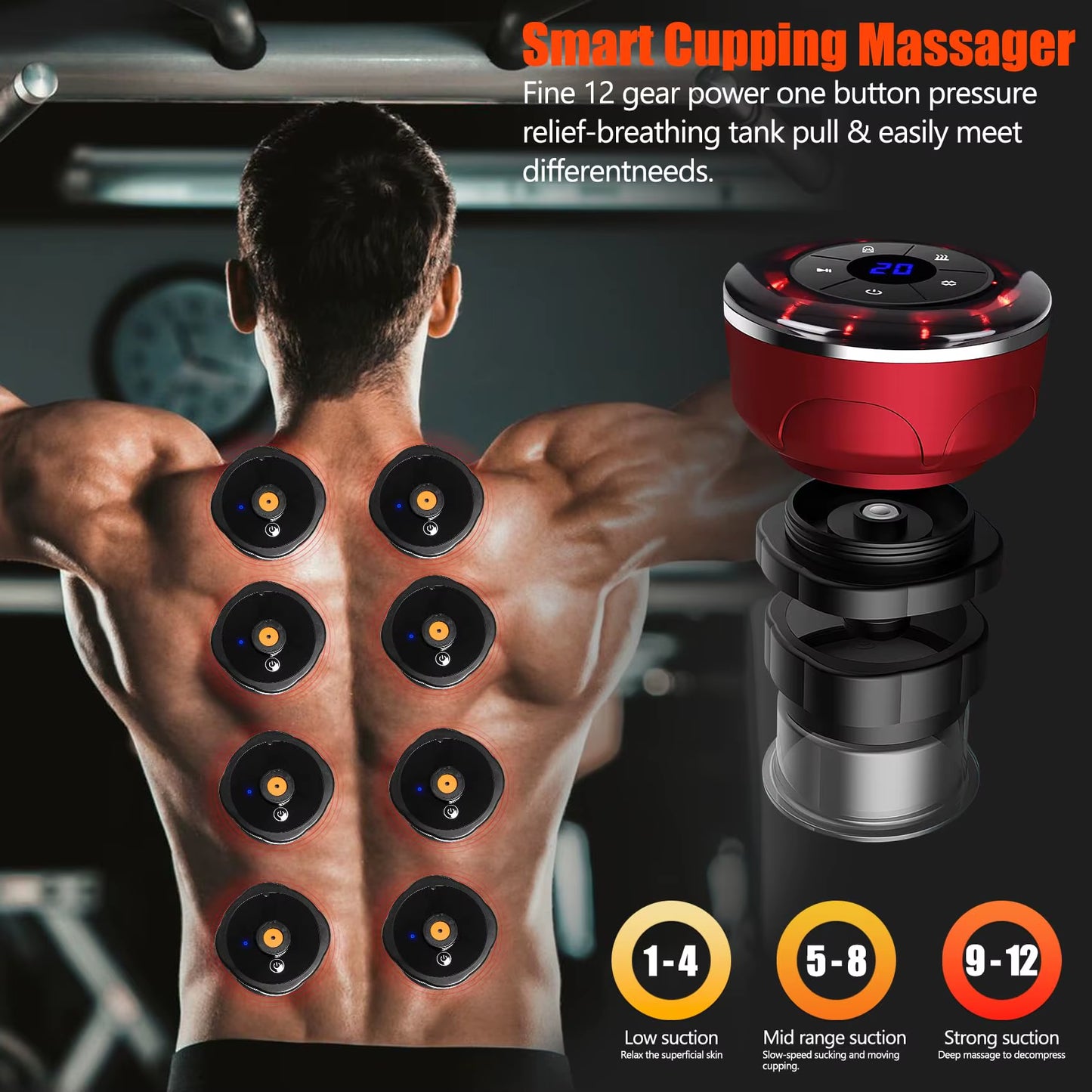 Vacuum Suction Cupping Massager – 8 Cups with EMS & Magnetic Therapy