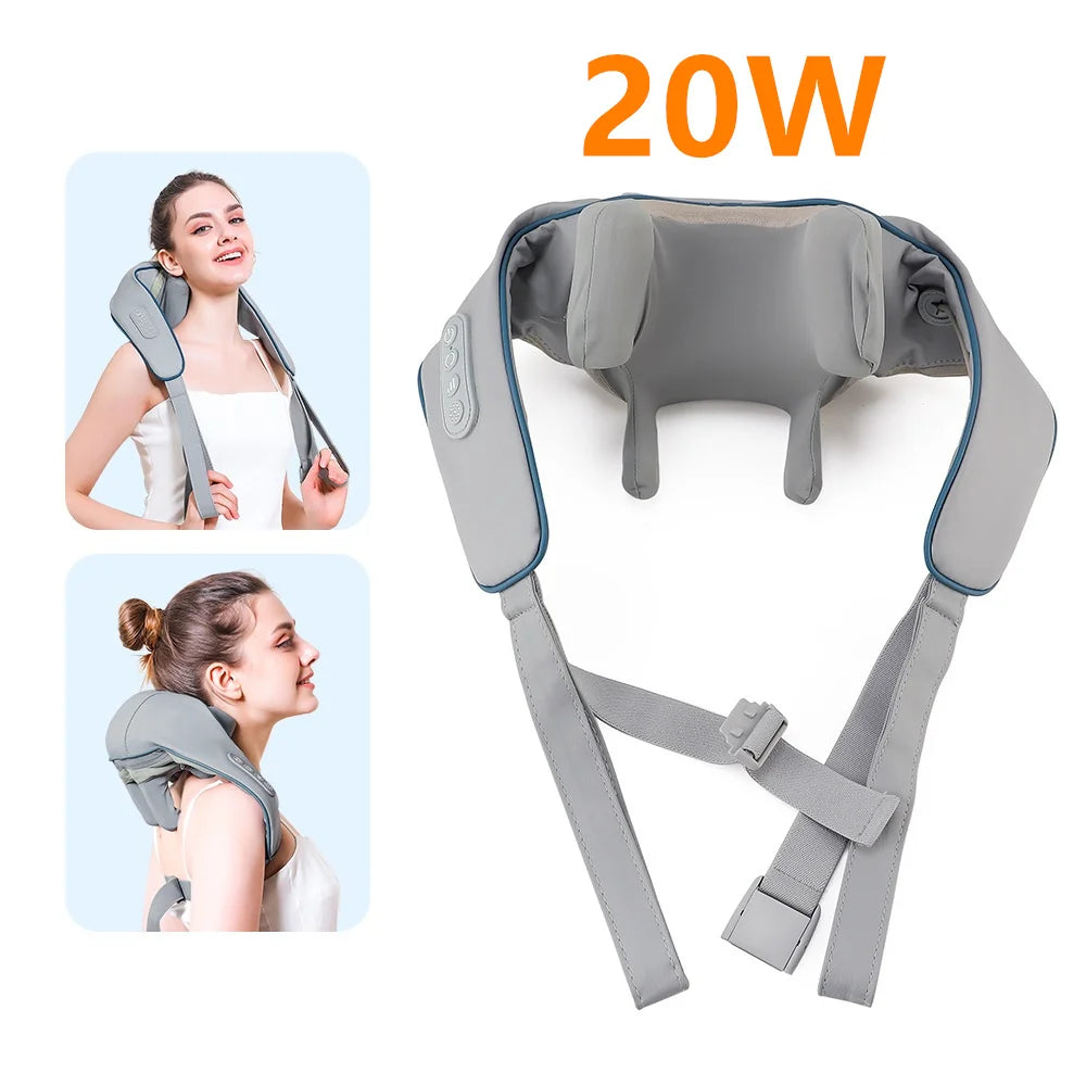 26W Neck and Shoulder Massager Wireless Shoulder and Back Kneading Massage Shawl Trapezius Neck Cervical Masajeador
